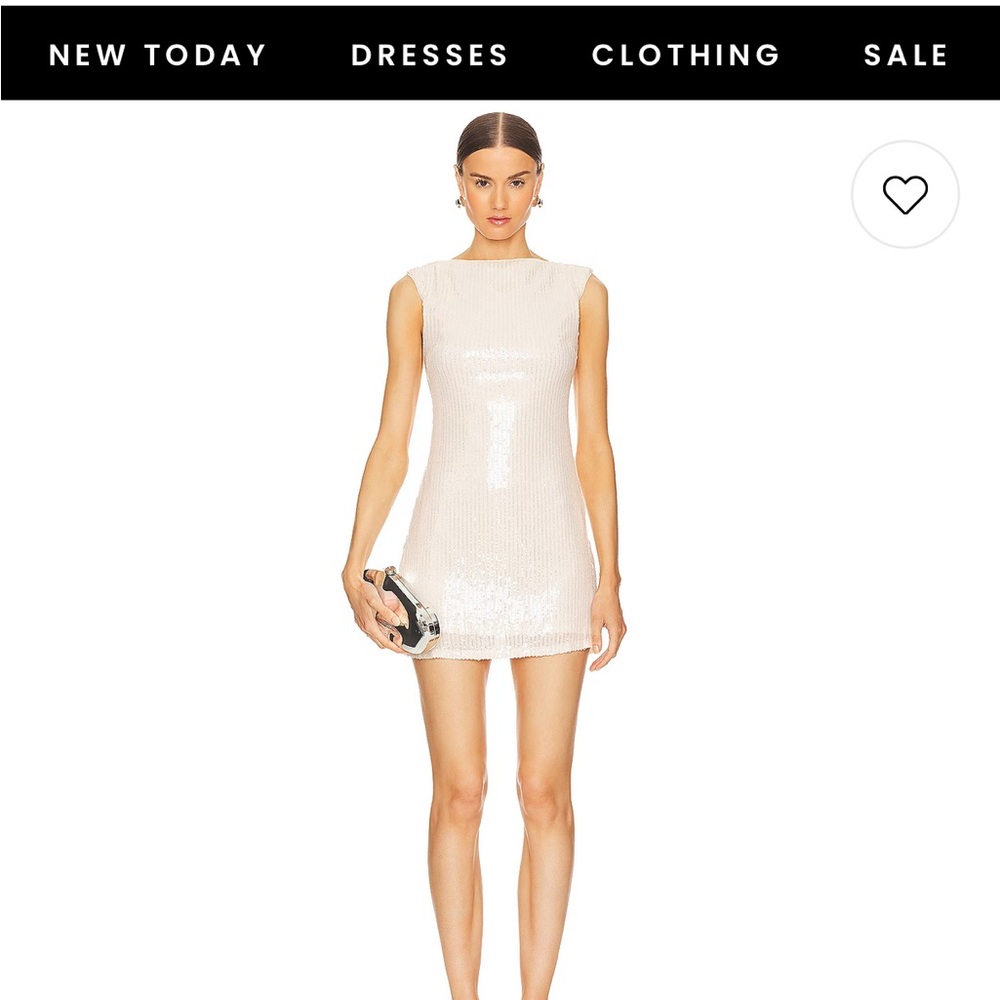 LPA Pearl White Sheath Mini Dress Sleeveless Crew Neck
